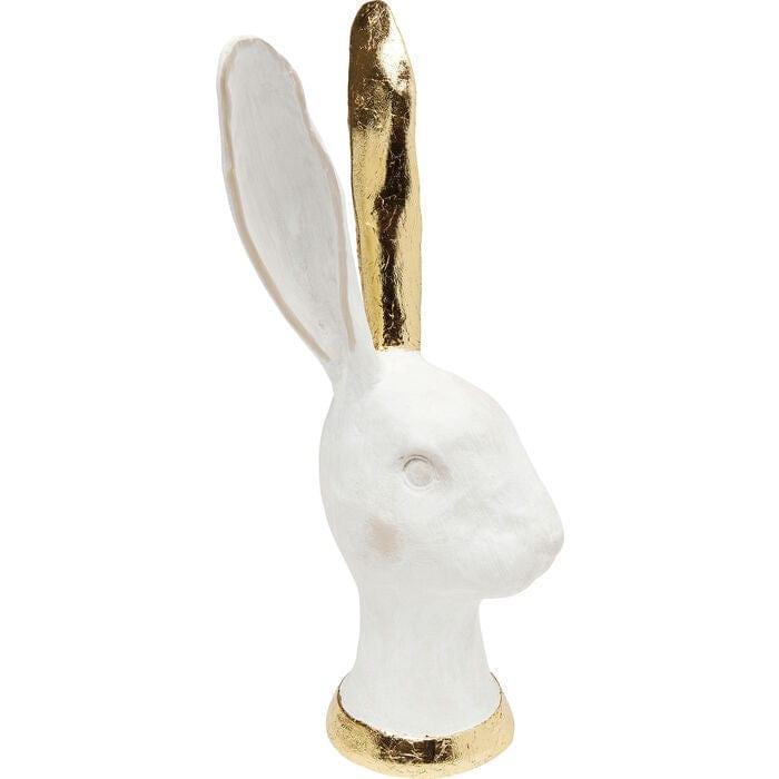 White & Gold Rabbit — Decorative Rabbit Bust with Gilded Ears (Hand-Finished)