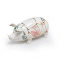 Kintsugi Piggy Bank — Porcelain Money Box with Gilding and Floral Motifs
