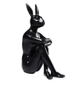Pensive Rabbit — Decorative Sitting Rabbit-Man Figurine (Matte Black)