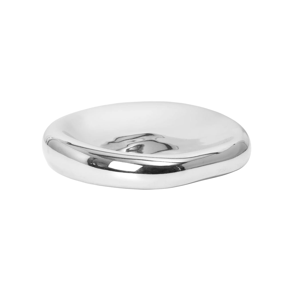 Silver Stone — Decorative Bowl / Tray in an Organic Form, Mirror Steel (Hand-Polished)