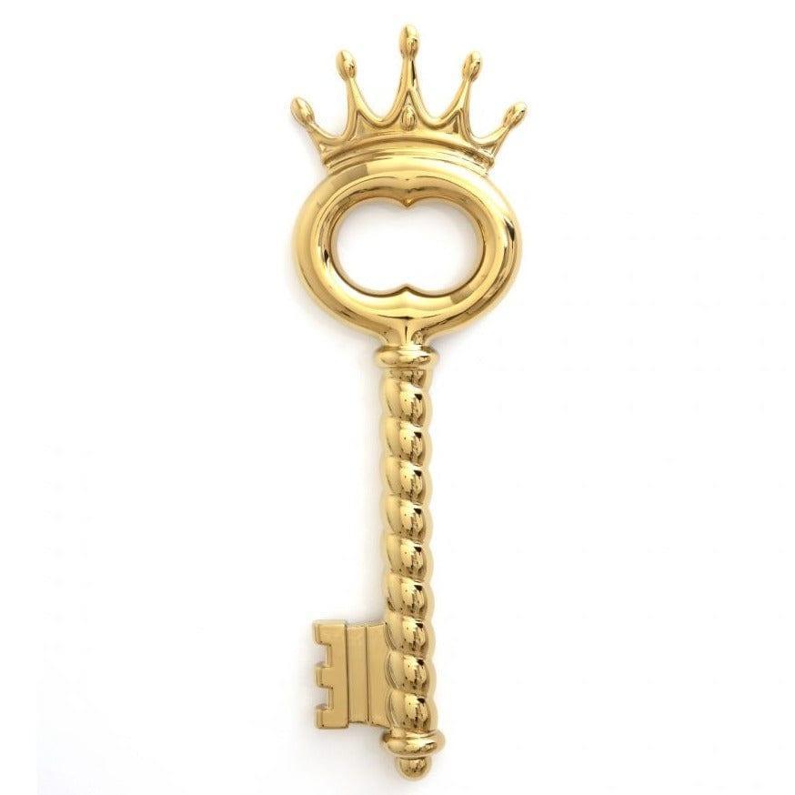 Golden Crown Key — Decorative Sculpture / Wall Ornament (Gilded, Hand-Finished)