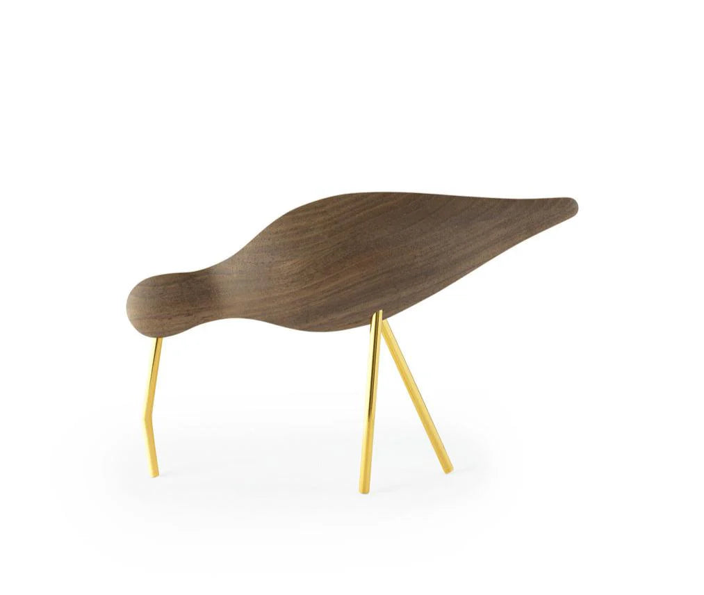 Shorebird — Decorative Walnut Wood Figurine on Brass Legs