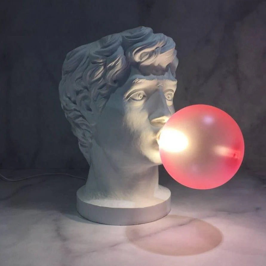 Antique Bubble — Decorative LED Lamp, Bust with a Pink "Gum Balloon"