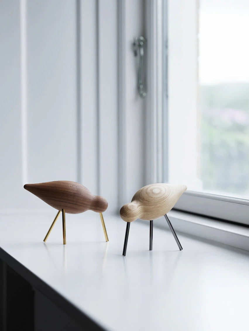 Shorebird — Decorative Walnut Wood Figurine on Brass Legs