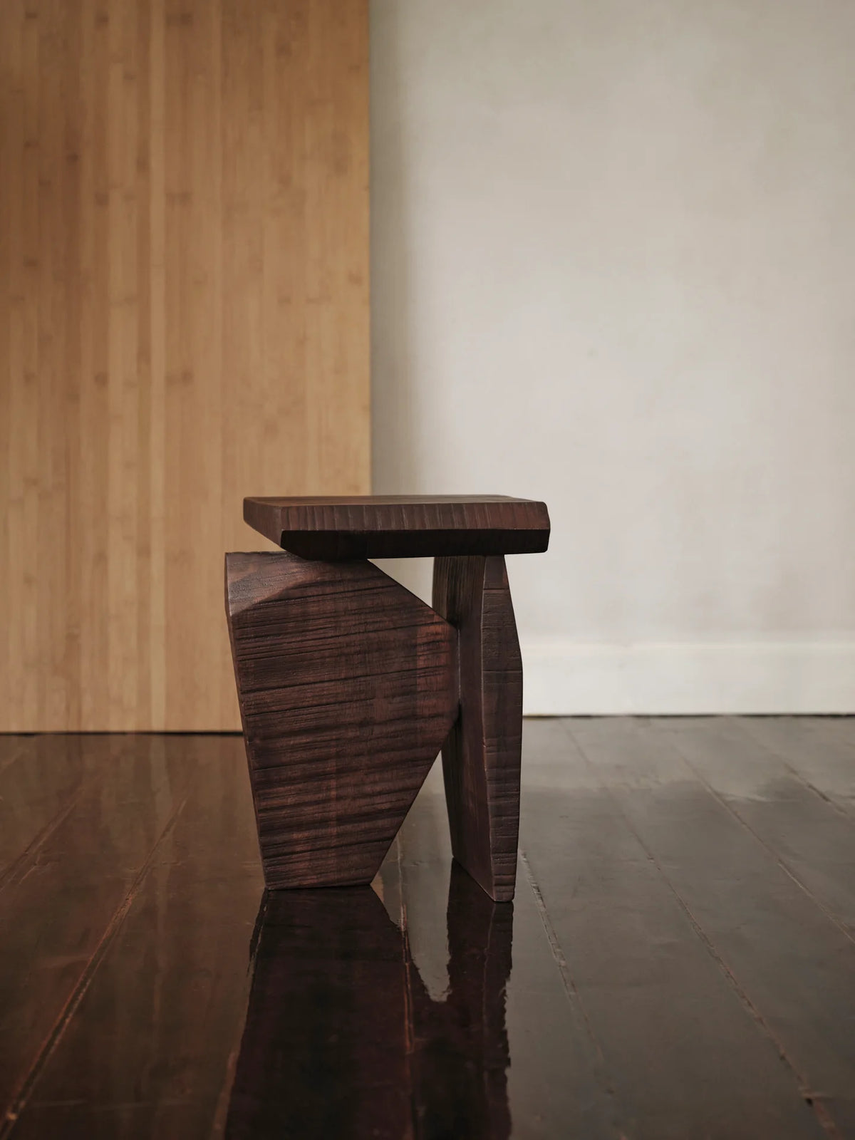 Sculptural Stool — Solid Wood Stool / Side Table (Handmade)
