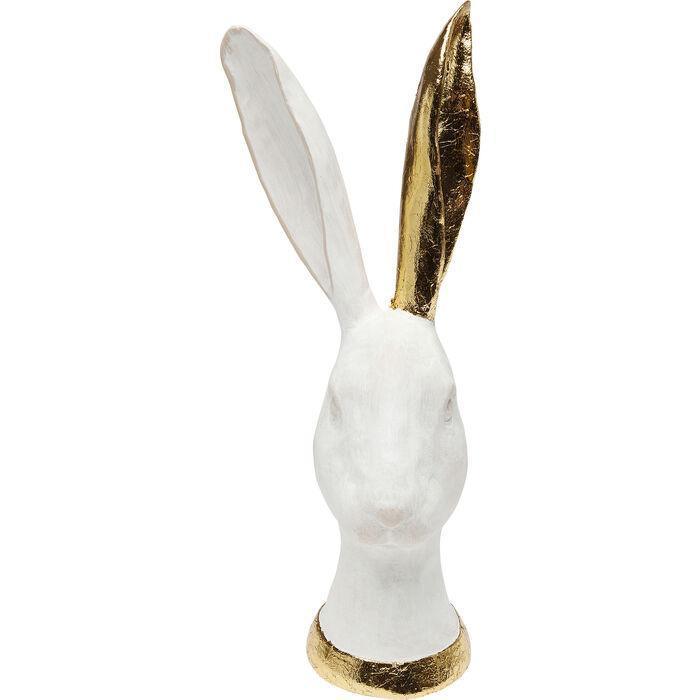 White & Gold Rabbit — Decorative Rabbit Bust with Gilded Ears (Hand-Finished)