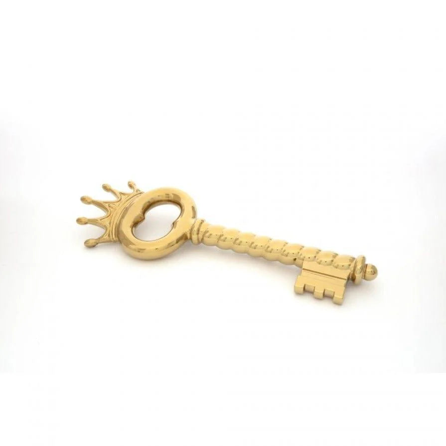 Golden Crown Key — Decorative Sculpture / Wall Ornament (Gilded, Hand-Finished)