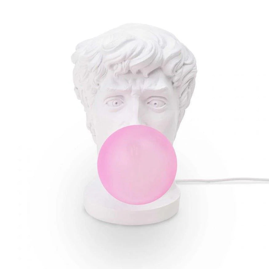 Antique Bubble — Decorative LED Lamp, Bust with a Pink "Gum Balloon"