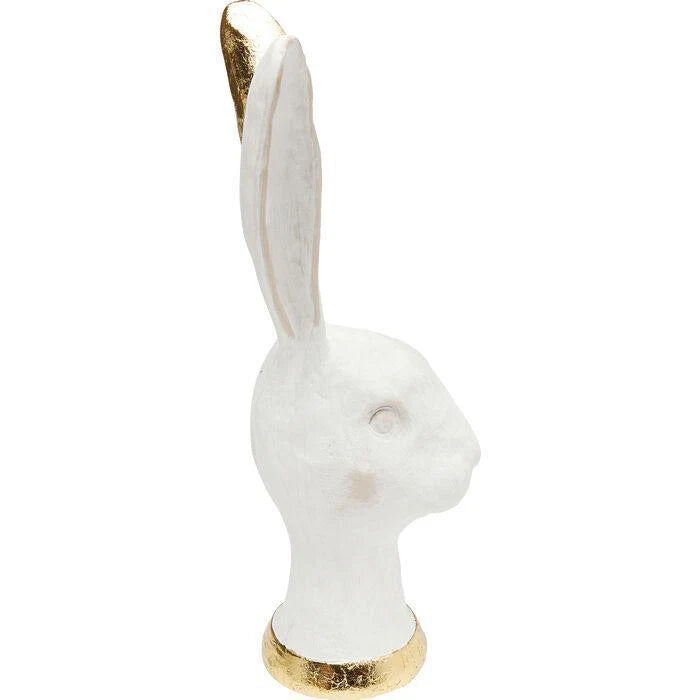 White & Gold Rabbit — Decorative Rabbit Bust with Gilded Ears (Hand-Finished)