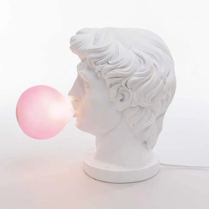 Antique Bubble — Decorative LED Lamp, Bust with a Pink "Gum Balloon"