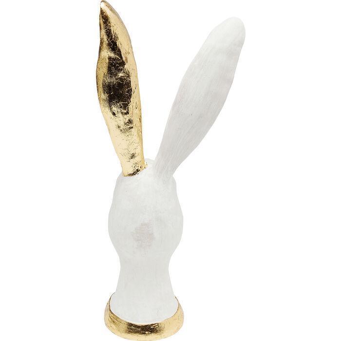 White & Gold Rabbit — Decorative Rabbit Bust with Gilded Ears (Hand-Finished)