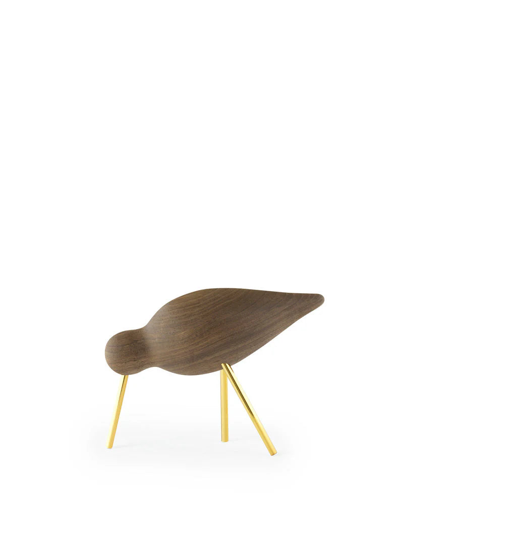 Shorebird — Decorative Walnut Wood Figurine on Brass Legs