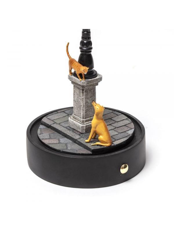 Night Street — Decorative LED Lamp Under a Glass Dome (Streetlight, Dog and Cat)